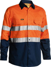 Bisley Taped Hi Vis Cool Lightweight Shirt - Orange/Navy XS